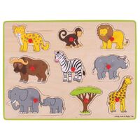 Bigjigs - Safari Lift Out Puzzle 9pc