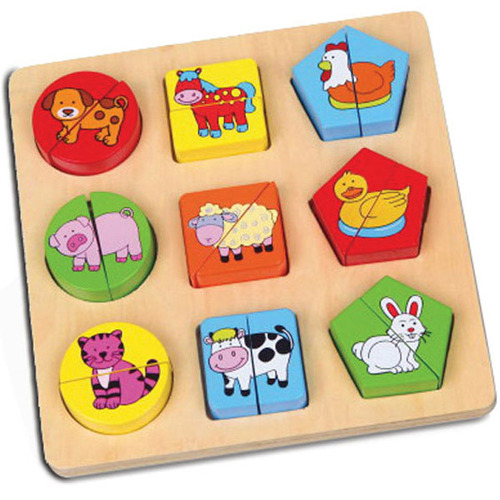 Viga Toys - Shape Block Farm Animals Puzzle