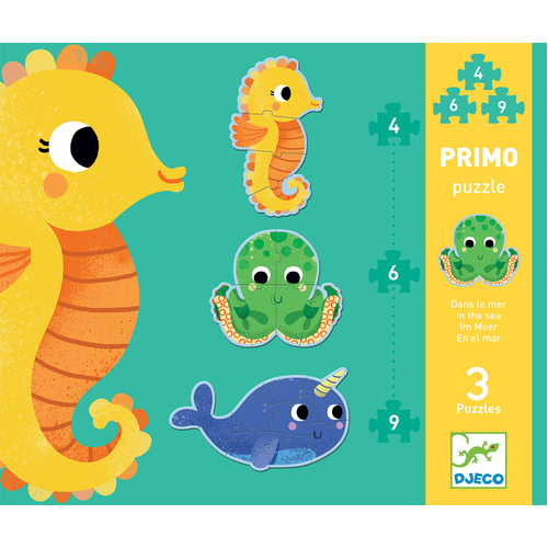 Djeco - Primo Puzzle The Sea 4, 6, 9pcs