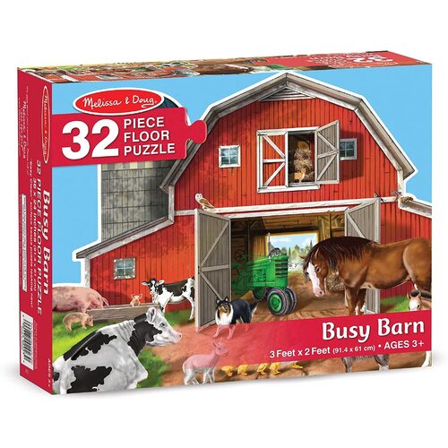 Melissa & Doug - Busy Barn Shaped Floor Puzzle 32pc