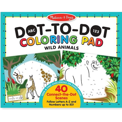 Melissa & Doug - ABC 123 Dot-to-Dot Colouring Pad - Wild Animals