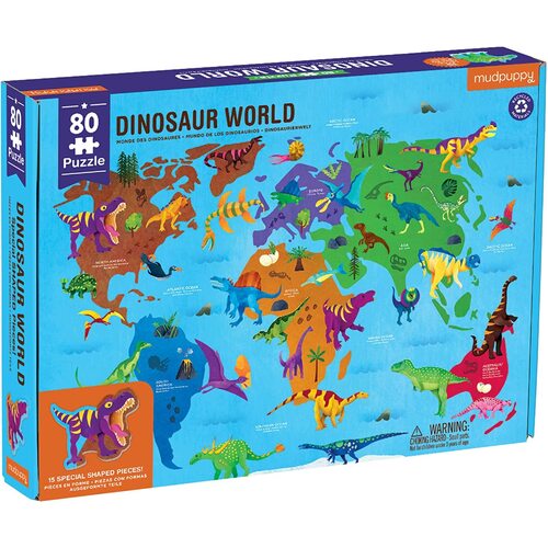 Mudpuppy - Dinosaur World Geography Puzzle 80pc