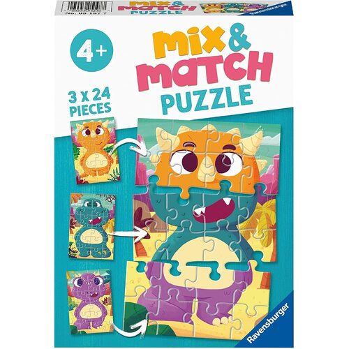 Ravensburger - Cute Dinos Mix & Match Puzzle 3x24pc