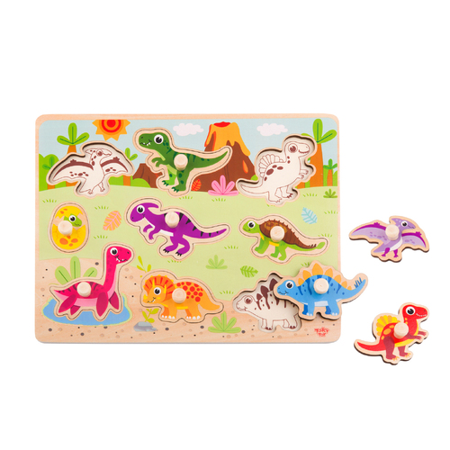 Tooky Toy - Dinosaur Peg Puzzle 9pc